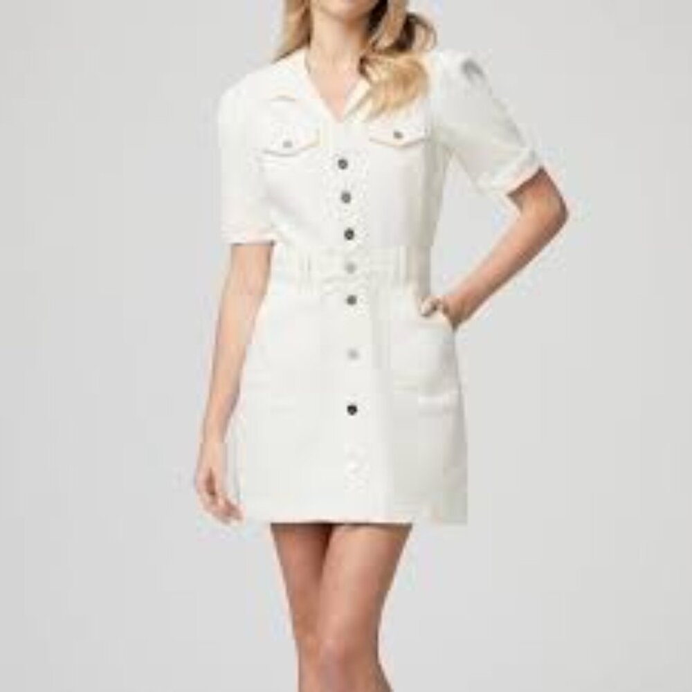 Paige Mayslie white denim dress pockets size 2. Never worn